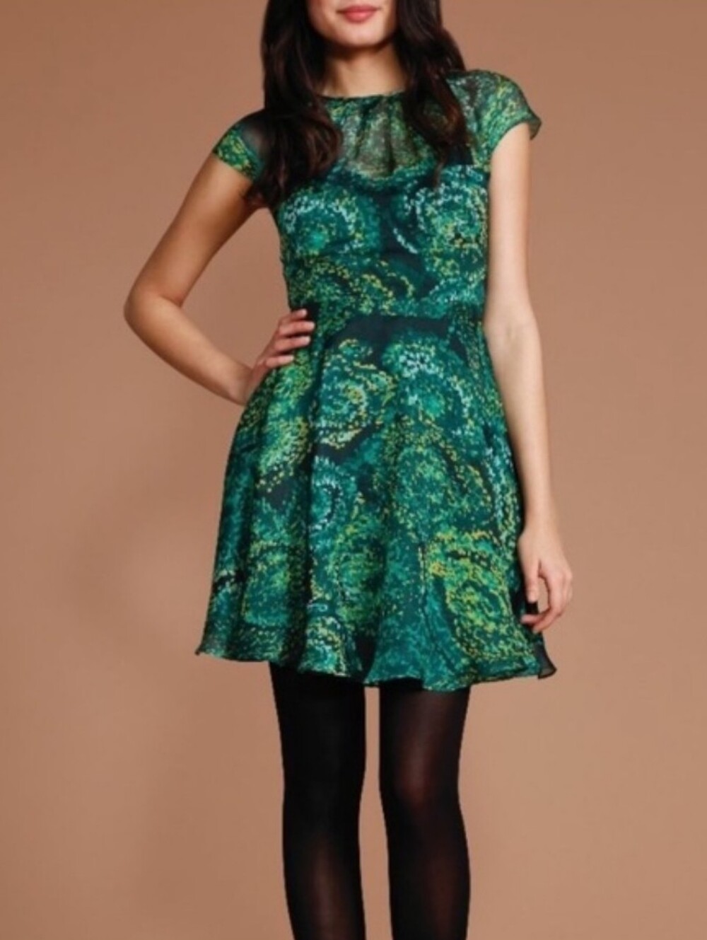 Shoshanna Heidi Silk Dress Northern Lights Size 6 Fit & Flare Cocktail Fairy